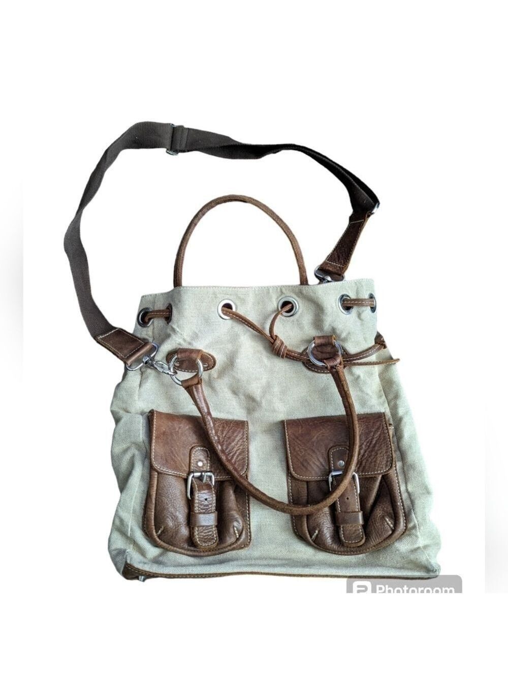 HP Roots Canvas & Leather Drawstring Bag - Picture 3 of 16